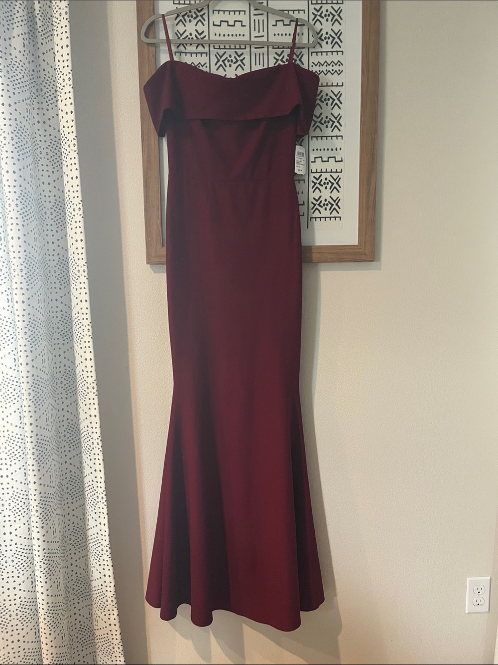 Windsor Burgundy Off-Shoulder Spaghetti Strap Maxi Dress